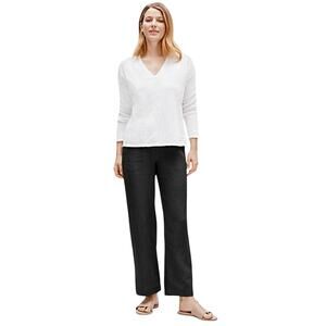 Eileen Fisher Charcoal Grey Linen Wide Leg Pants Small